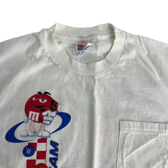 Vintage M&M Nascar Shirt Men White Medium All Over Print Double Sided 90s Racing - Picture 3 of 13